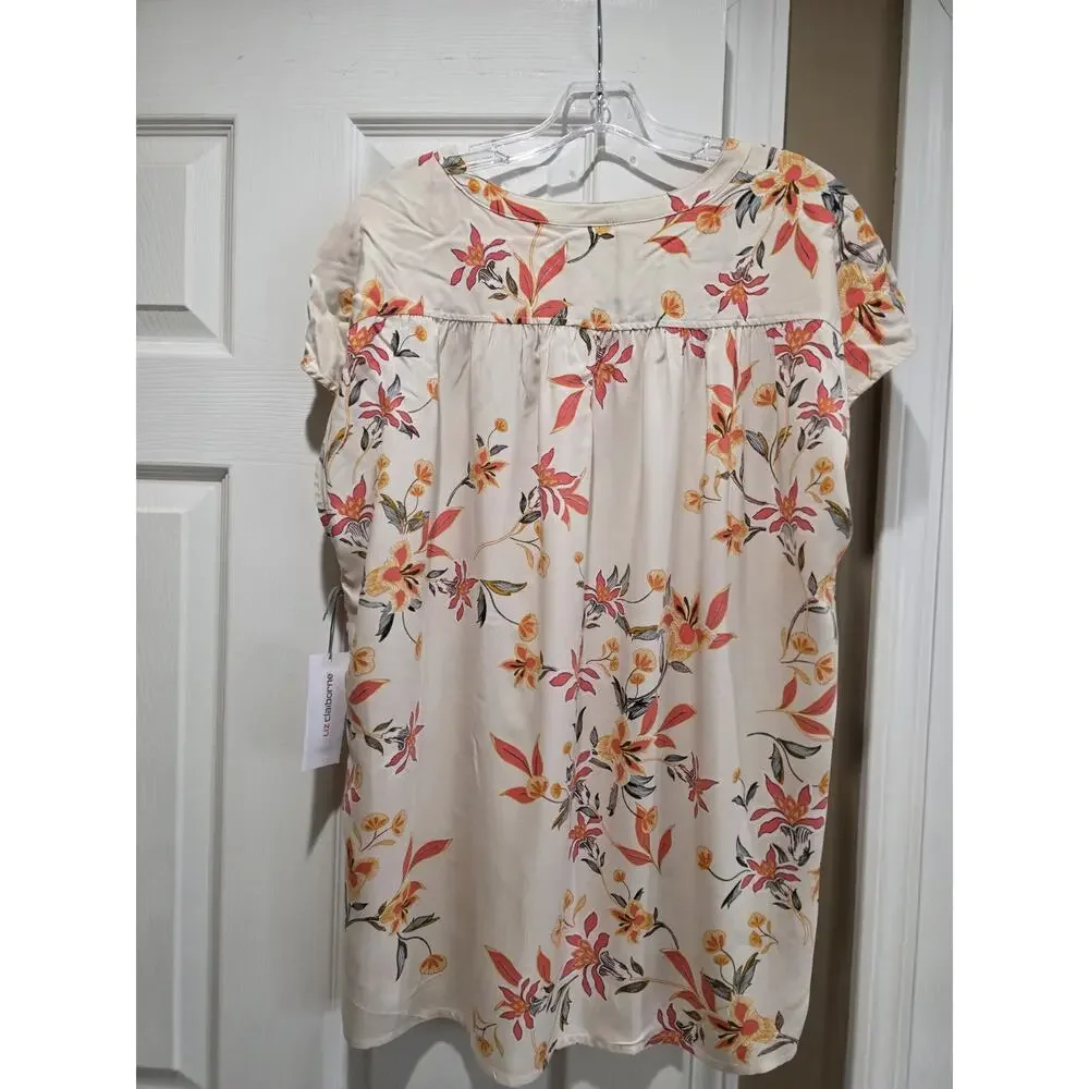 Liz Claiborne Sleeveless Shell Cream Blouse with Floral Size XL-New - Picture 2 of 5